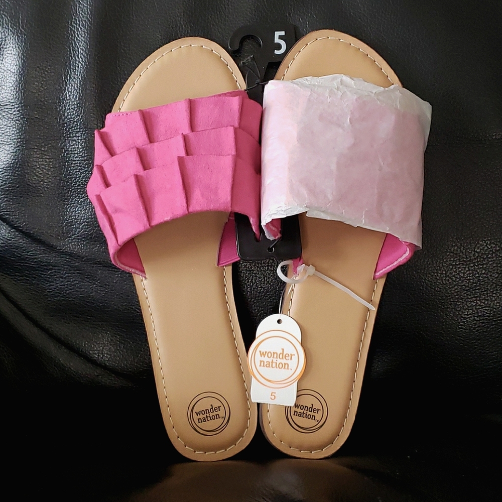 NWT Wonder Nation pink ruffle slip on sandals